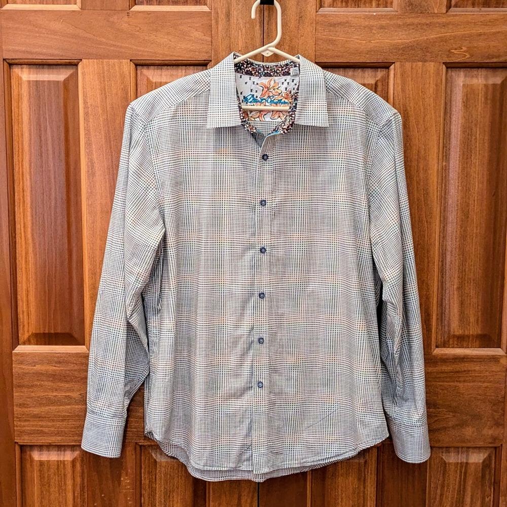 Robert Graham Men's Geometric Squares XXL Shirt Flip Cuff Knowledge Wisdom Truth